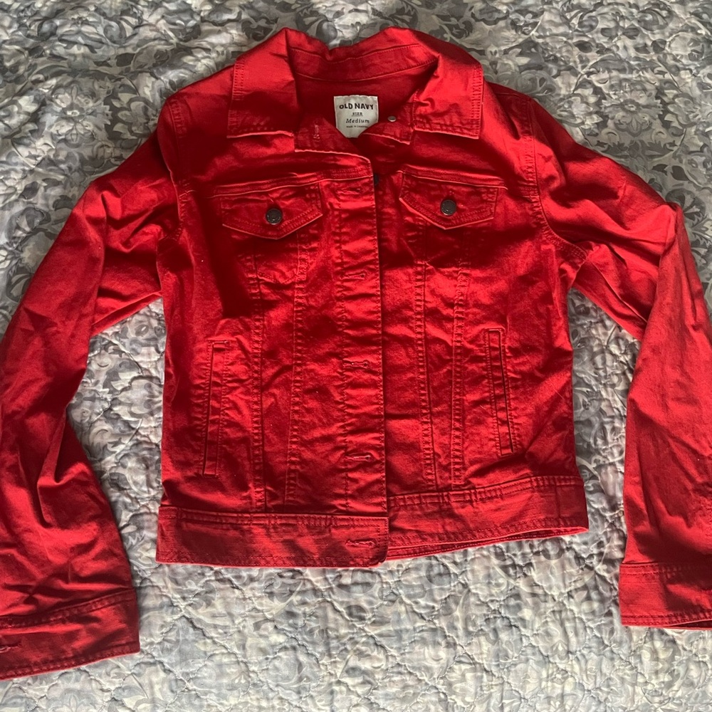 Old Navy Women's Bright Red Jean Jacket